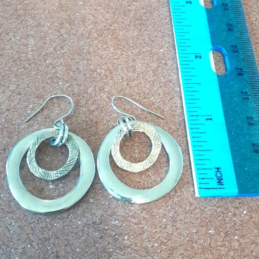 Silver Tone Hoop Earrings - Picture 3 of 6
